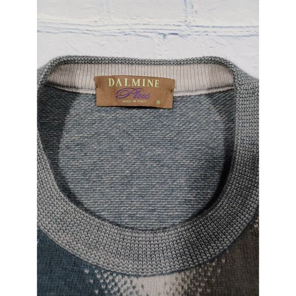 Dalmine Sweater Mens Sz L 56 Gray Diamond‎ Pattern Made In Italy Wool Vtg - Picture 3 of 3